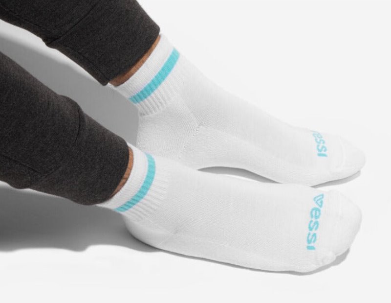 Vessi Mid Crew Socks Sokker Accessories Hvide Grøn | DK-74735